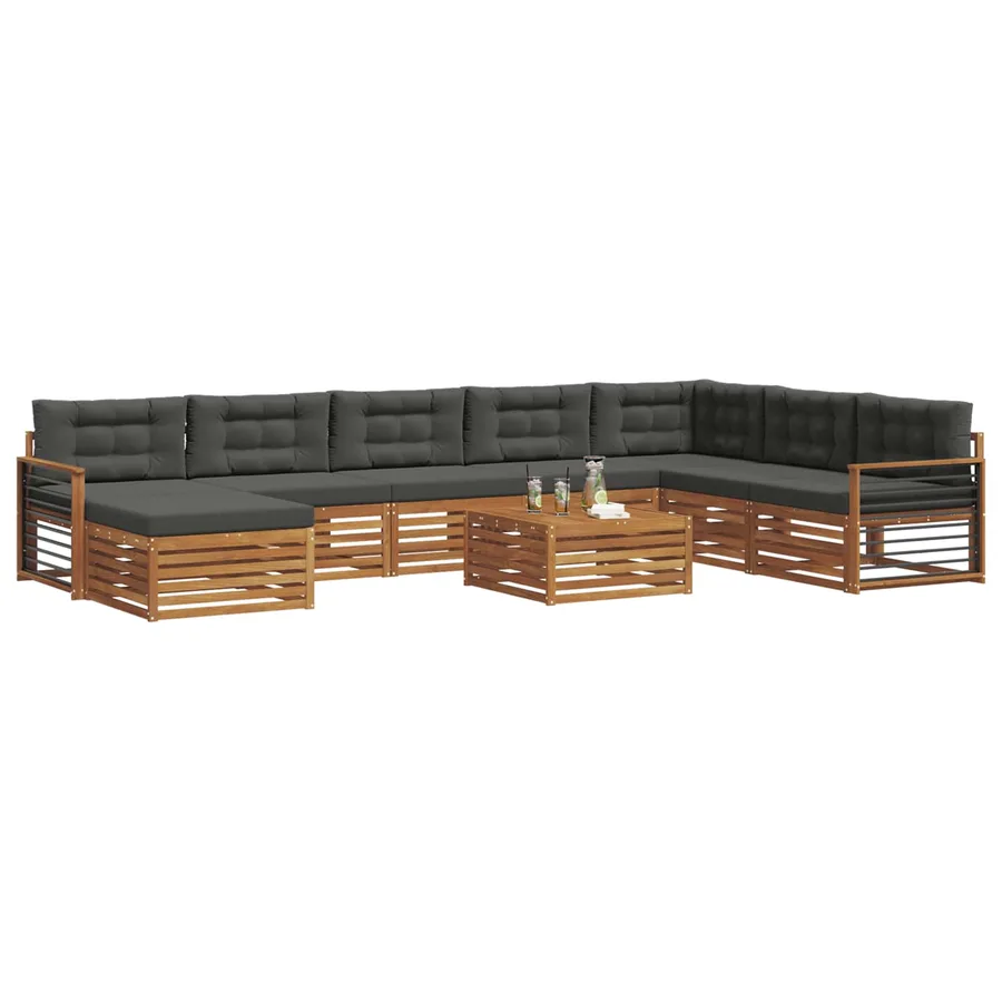 Ensemble de canapés d'extérieur 9 pcs Naturel et Anthracite - 3