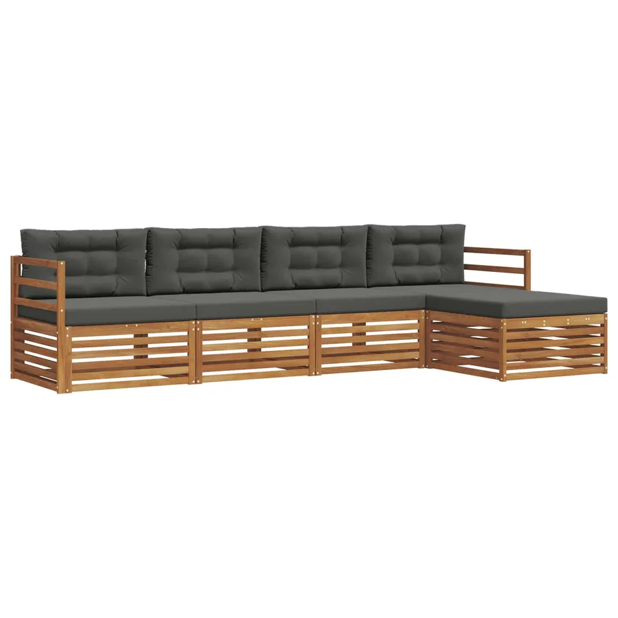 Ensemble de canapés d'extérieur 5 pcs Naturel et Anthracite - 2