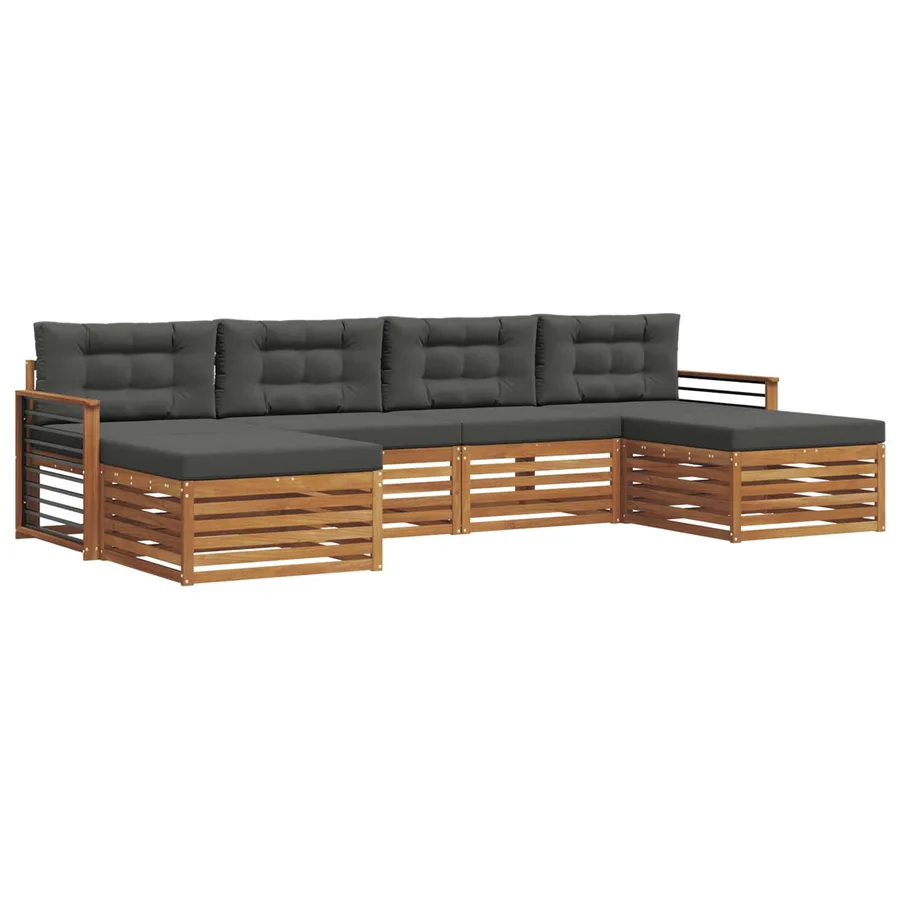 Ensembles de canapés avec coussin 6 pcs Naturel et Anthracite - 2