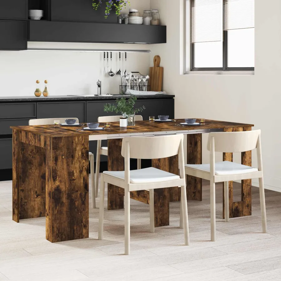 Table à dîner 180 x 85 x 75 cm Bois d'ingénierie Chêne fumé