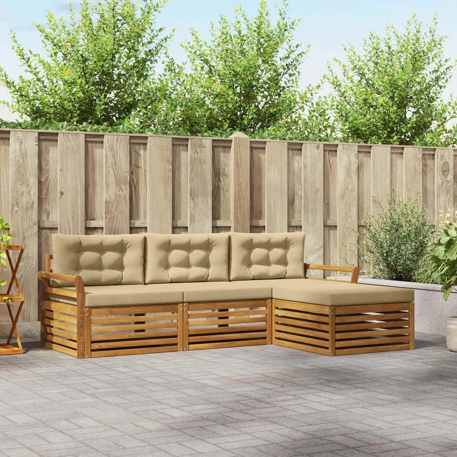 Ensemble de canapés d'extérieur avec coussin Naturel et Beige
