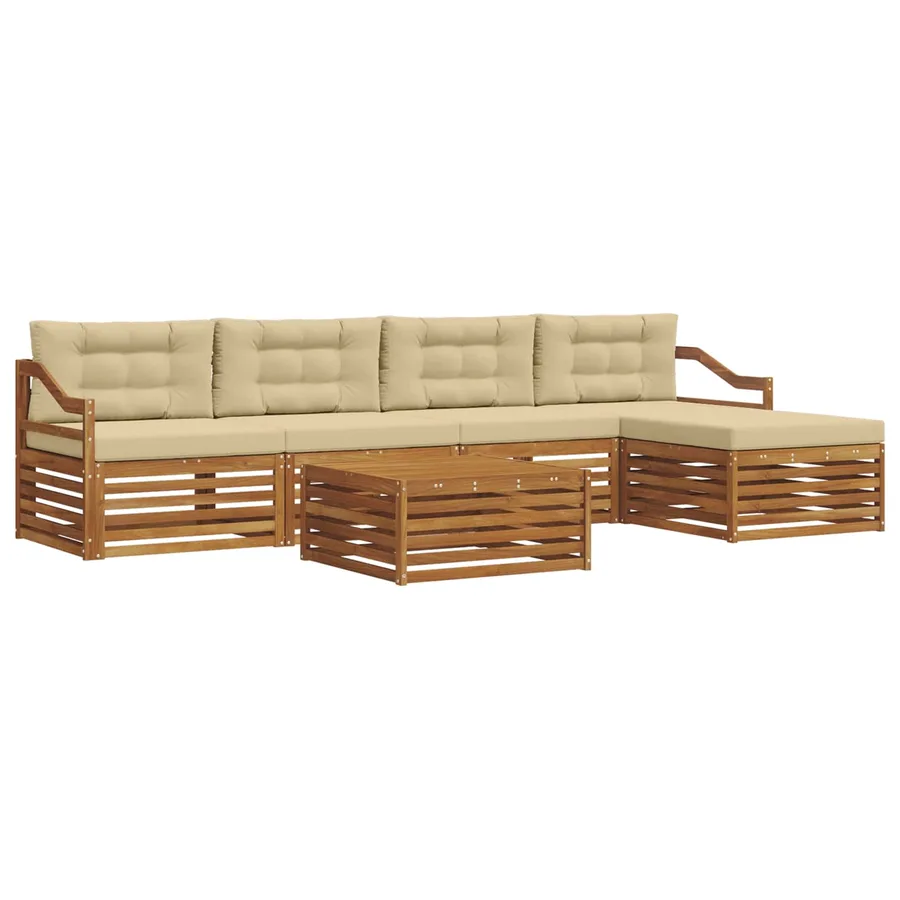 Ensemble de canapés d'extérieur 6 pcs Naturel et Beige - 2