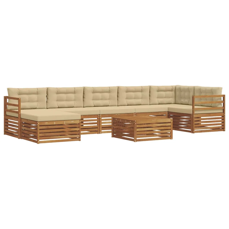 Ensemble de canapés d'extérieur 8 pcs Naturel et Beige - 2