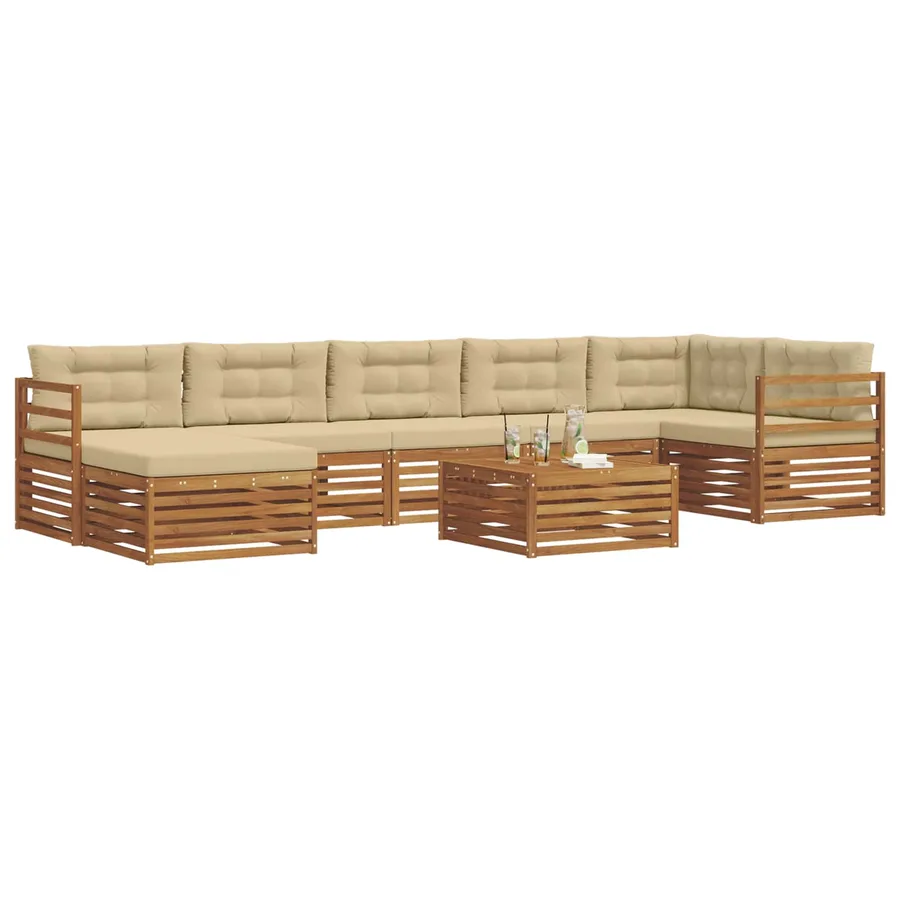 Ensemble de canapés d'extérieur 8 pcs Naturel et Beige - 3