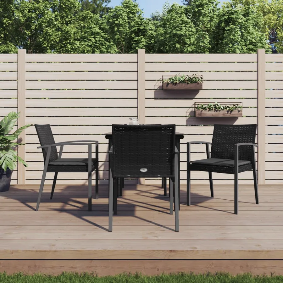 Ensemble à manger de jardin 5 pcs coussins résine tressée acier