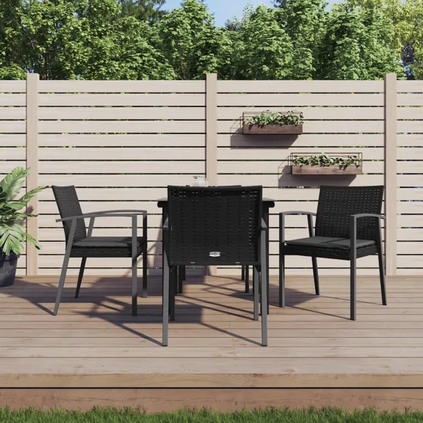 Ensemble à manger de jardin 5 pcs coussins résine tressée acier