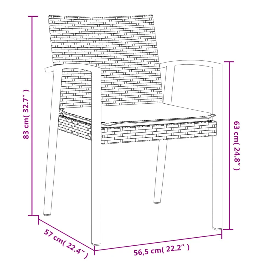 Ensemble à manger de jardin 5 pcs coussins résine tressée acier - 10