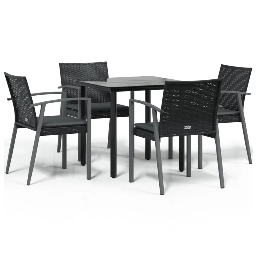 Ensemble à manger de jardin 5 pcs coussins résine tressée acier - 2