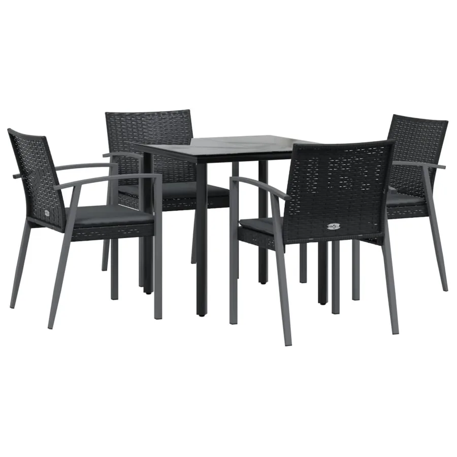 Ensemble à manger de jardin 5 pcs coussins résine tressée acier - 3