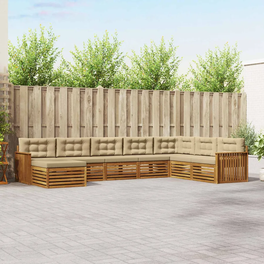 Ensemble de canapés d'extérieur 8 pcs Naturel et Beige