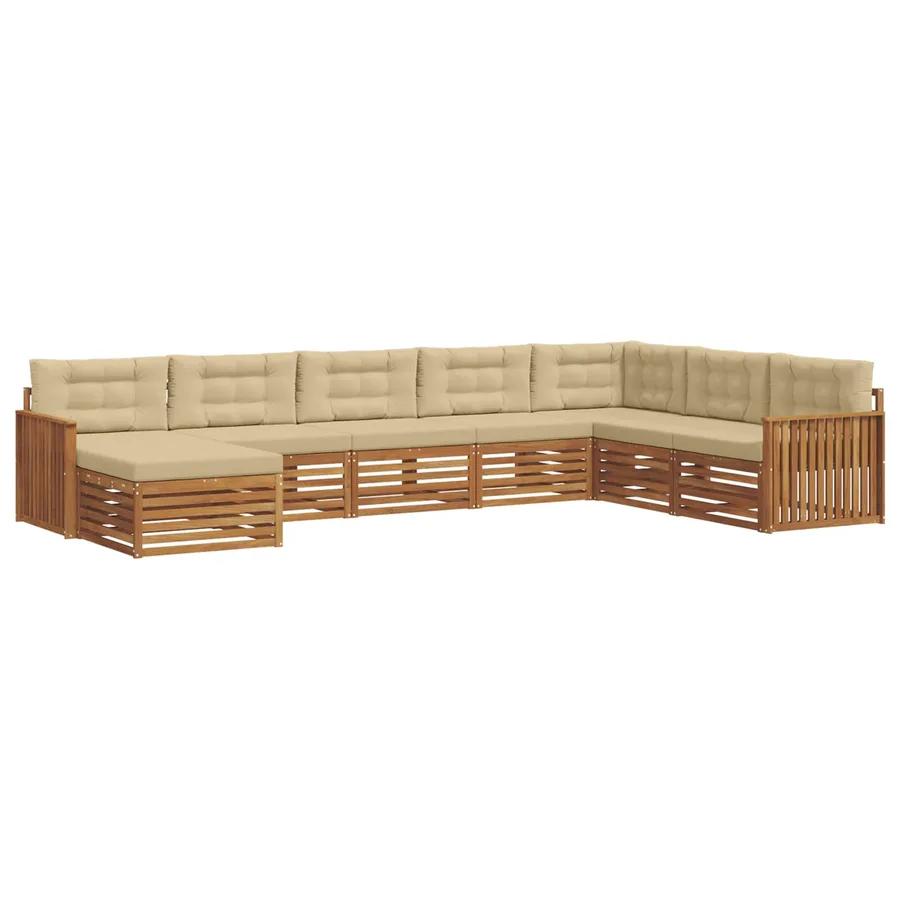 Ensemble de canapés d'extérieur 8 pcs Naturel et Beige - 2