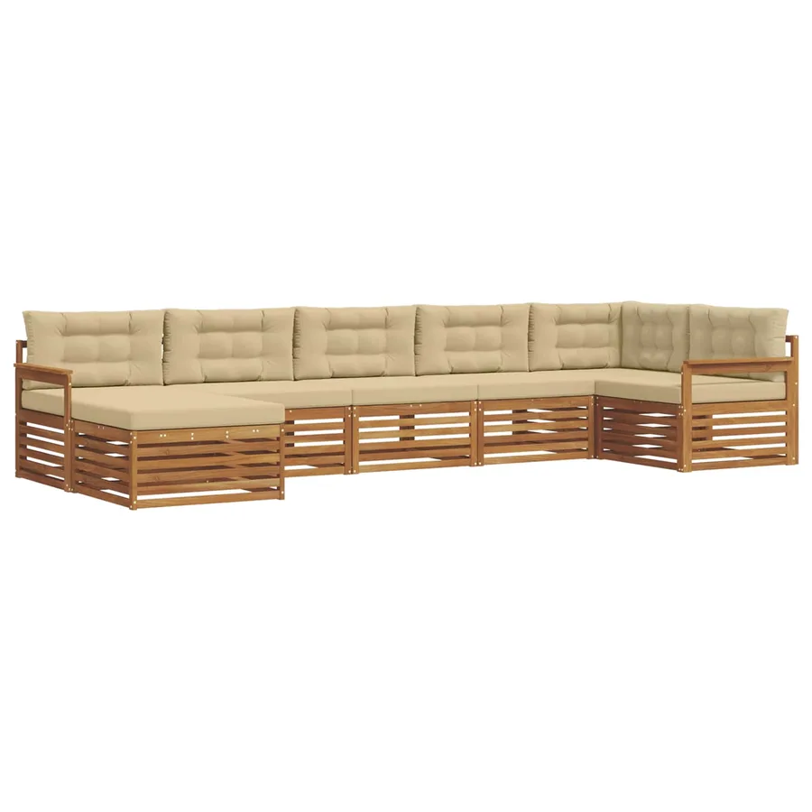 Ensemble de canapés d'extérieur 7 pcs Naturel et Beige - 2