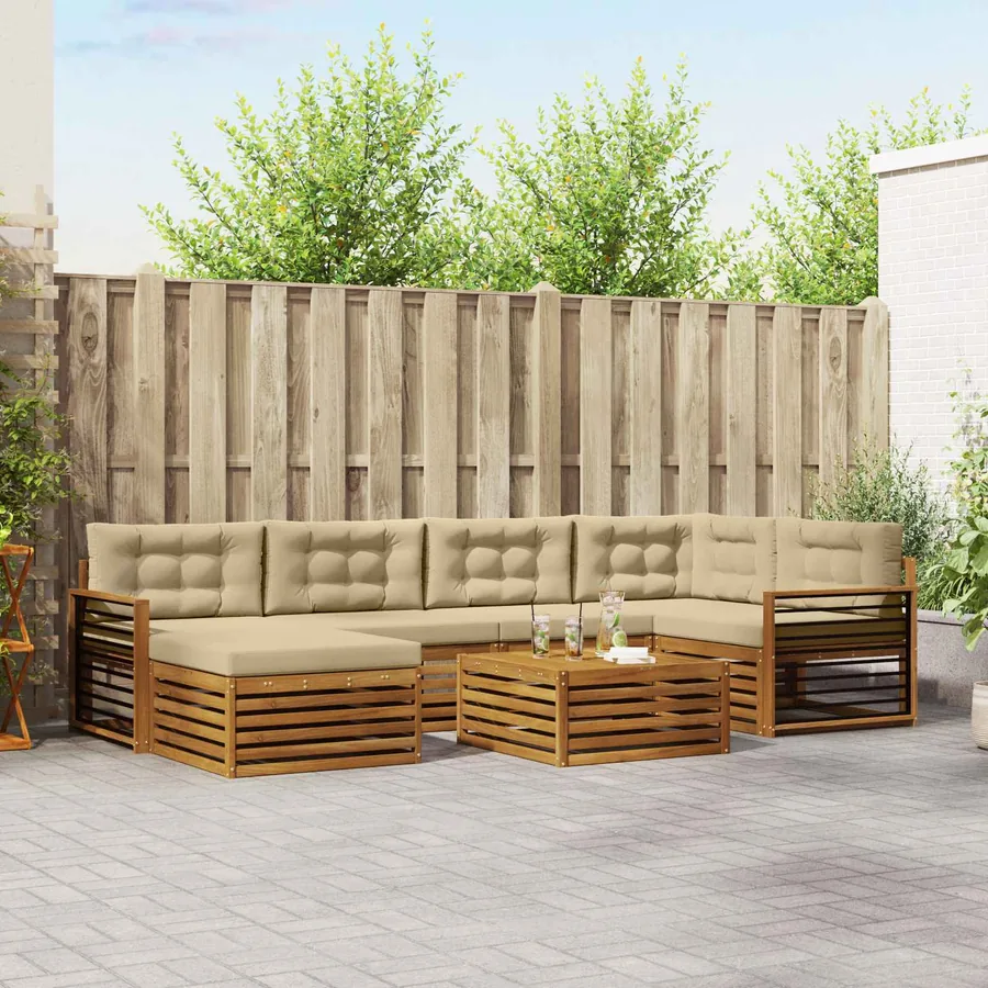 Ensemble de canapés d'extérieur 7 pcs Naturel et Beige