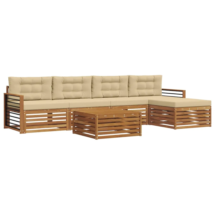 Ensemble de canapés d'extérieur 6 pcs Naturel et Beige - 2