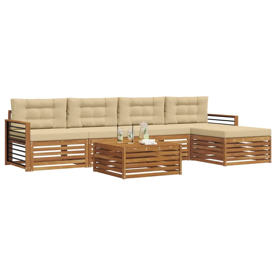 Ensemble de canapés d'extérieur 6 pcs Naturel et Beige - 3