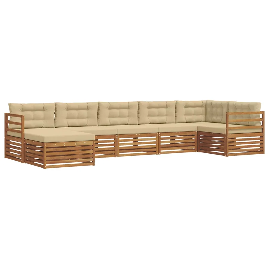 Ensemble de canapés d'extérieur 7 pcs Naturel et Beige - 2