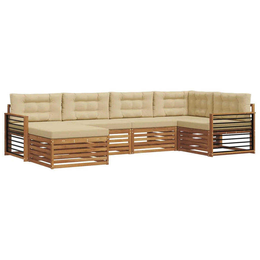 Ensemble de canapés d'extérieur 6 pcs Naturel et Beige - 2