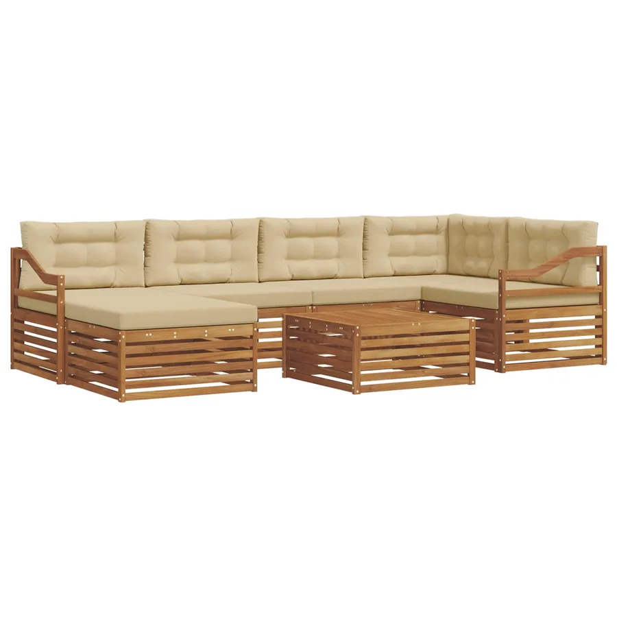 Ensemble de canapés d'extérieur 7 pcs Naturel et Beige - 2