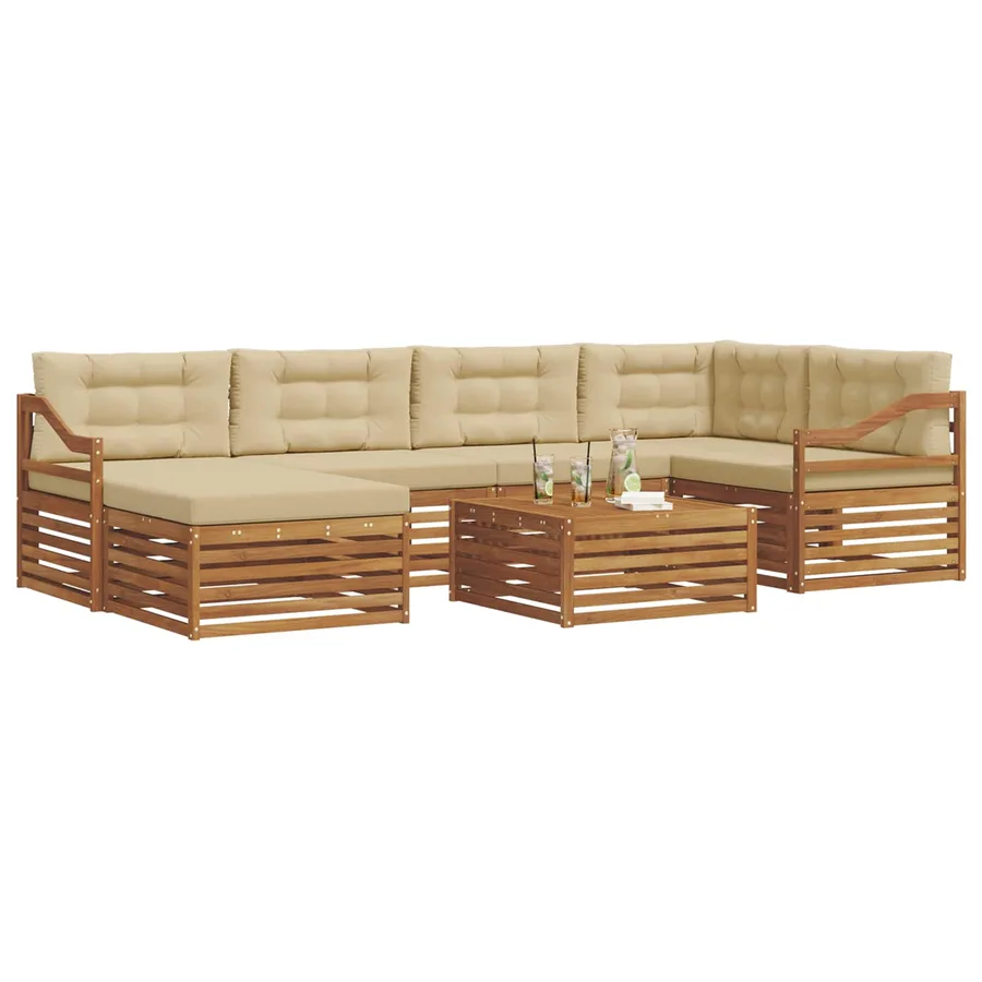 Ensemble de canapés d'extérieur 7 pcs Naturel et Beige - 3