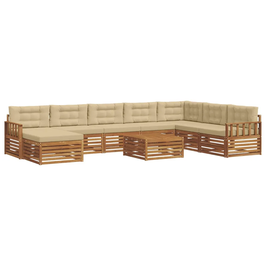 Ensemble de canapés d'extérieur 9 pcs Naturel et Beige - 2