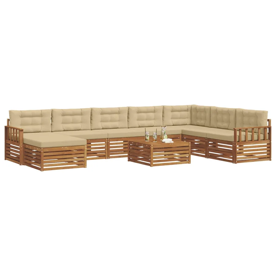 Ensemble de canapés d'extérieur 9 pcs Naturel et Beige - 3