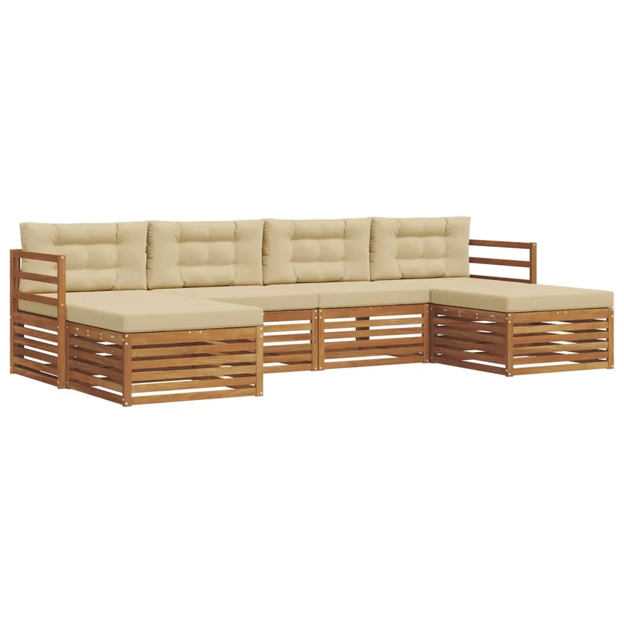 Ensembles de canapés avec coussin 6 pcs Naturel et Beige - 2
