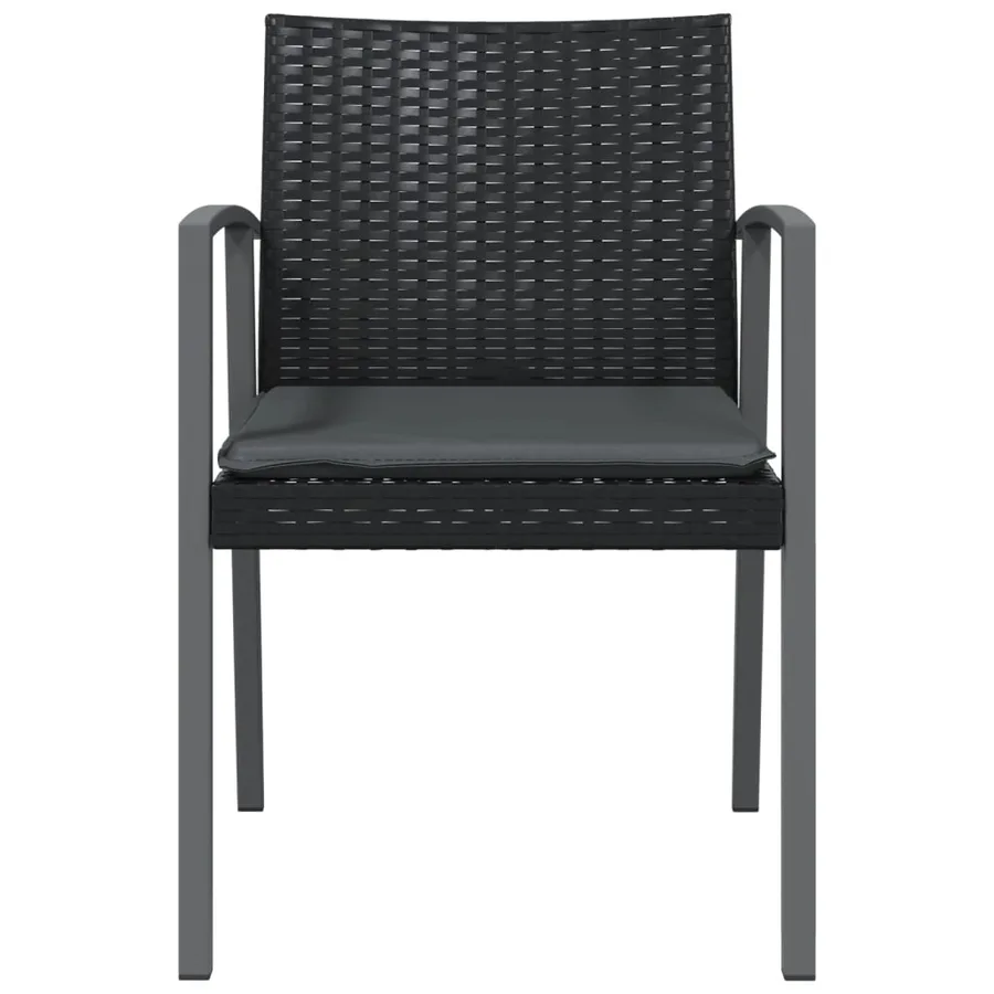 Chaises de jardin et coussins lot de 6 noir 56,5x57x83 cm rotin - 4
