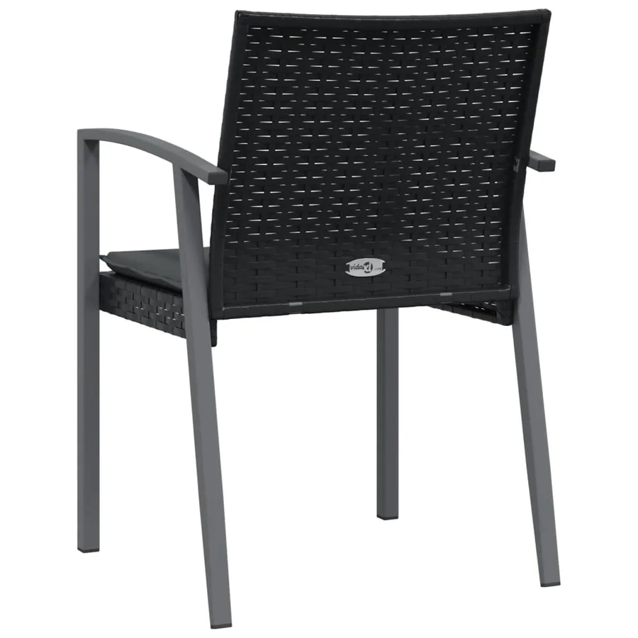 Chaises de jardin et coussins lot de 6 noir 56,5x57x83 cm rotin - 6