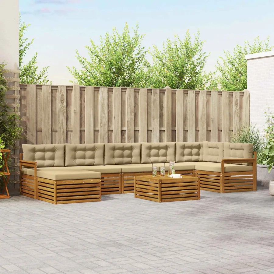 Ensemble de canapés d'extérieur 8 pcs Naturel et Beige