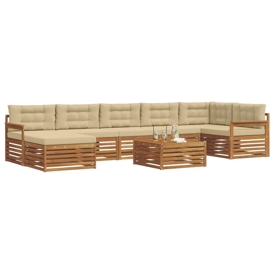 Ensemble de canapés d'extérieur 8 pcs Naturel et Beige - 3
