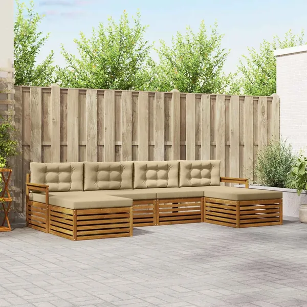 Ensembles de canapés avec coussin 6 pcs Naturel et Beige