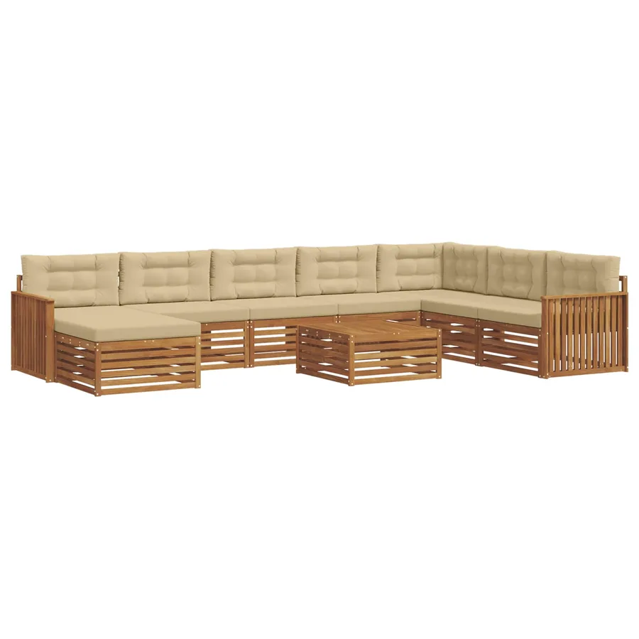 Ensemble de canapés d'extérieur 9 pcs Naturel et Beige - 2