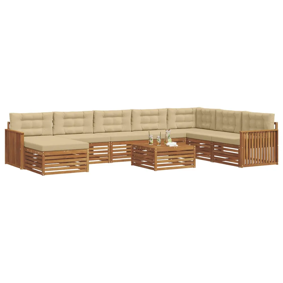 Ensemble de canapés d'extérieur 9 pcs Naturel et Beige - 3
