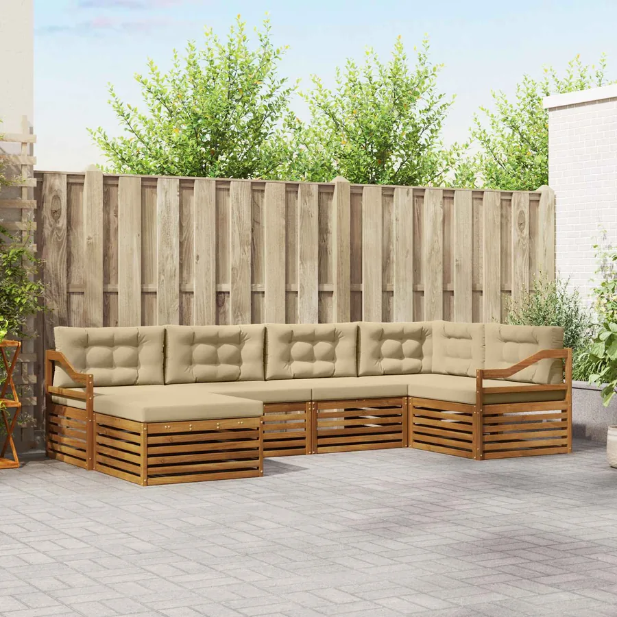 Ensemble de canapés d'extérieur 6 pcs Naturel et Beige
