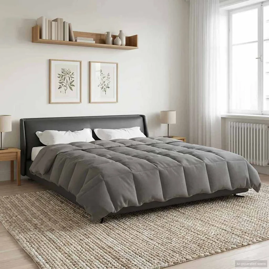 Duvet d'hiver Matelassé Gris clair 220 x 260 cm Microfibre