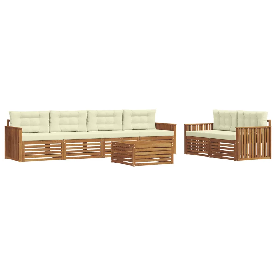 Ensemble de canapés d'extérieur 7 pcs Naturel et Crème - 2