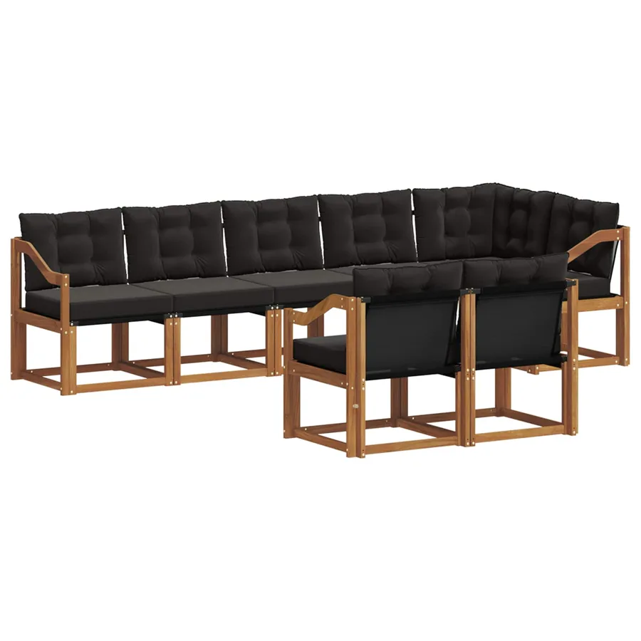 Ensemble de canapés d'extérieur 8 pcs Naturel et Noir - 2