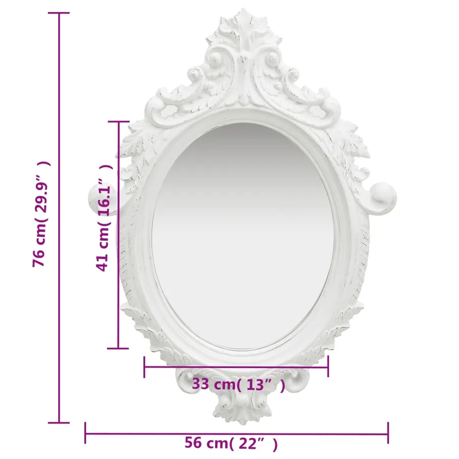 Miroir mural style château 56x76 cm Blanc - 5