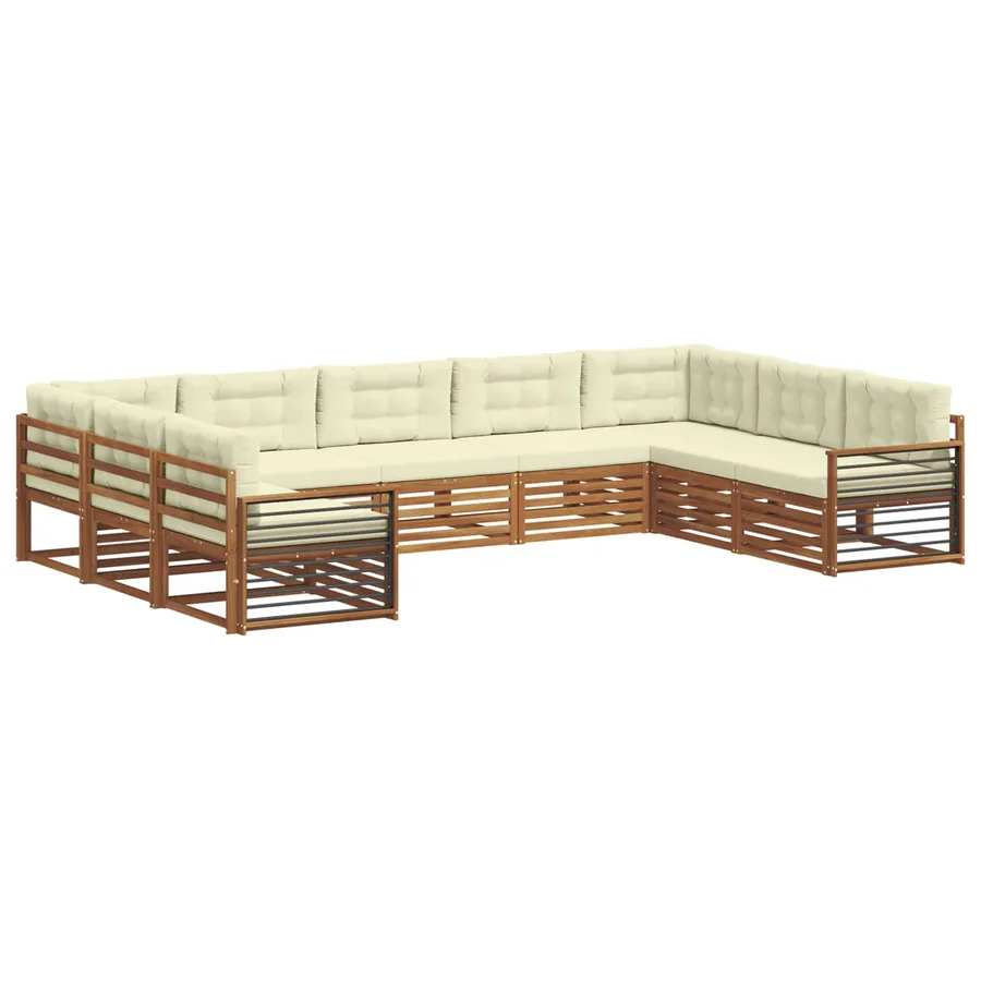 Ensemble de canapés d'extérieur 9 pcs Naturel et Crème - 2
