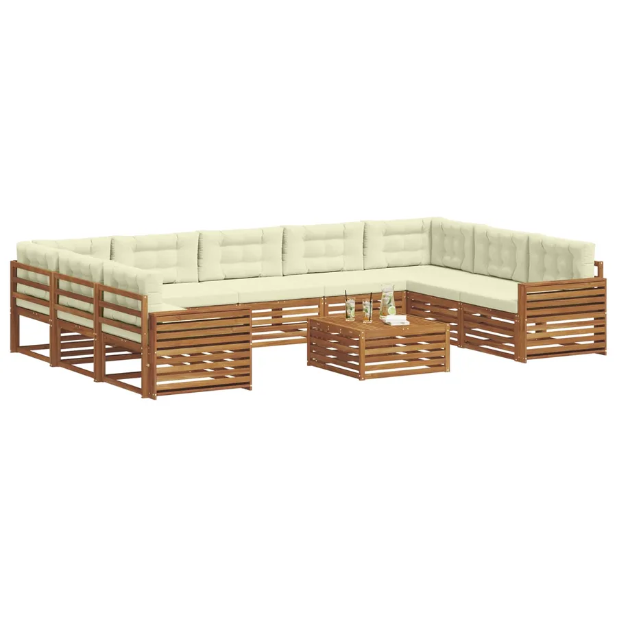 Ensemble de canapés d'extérieur 10 pcs Naturel et Crème - 3