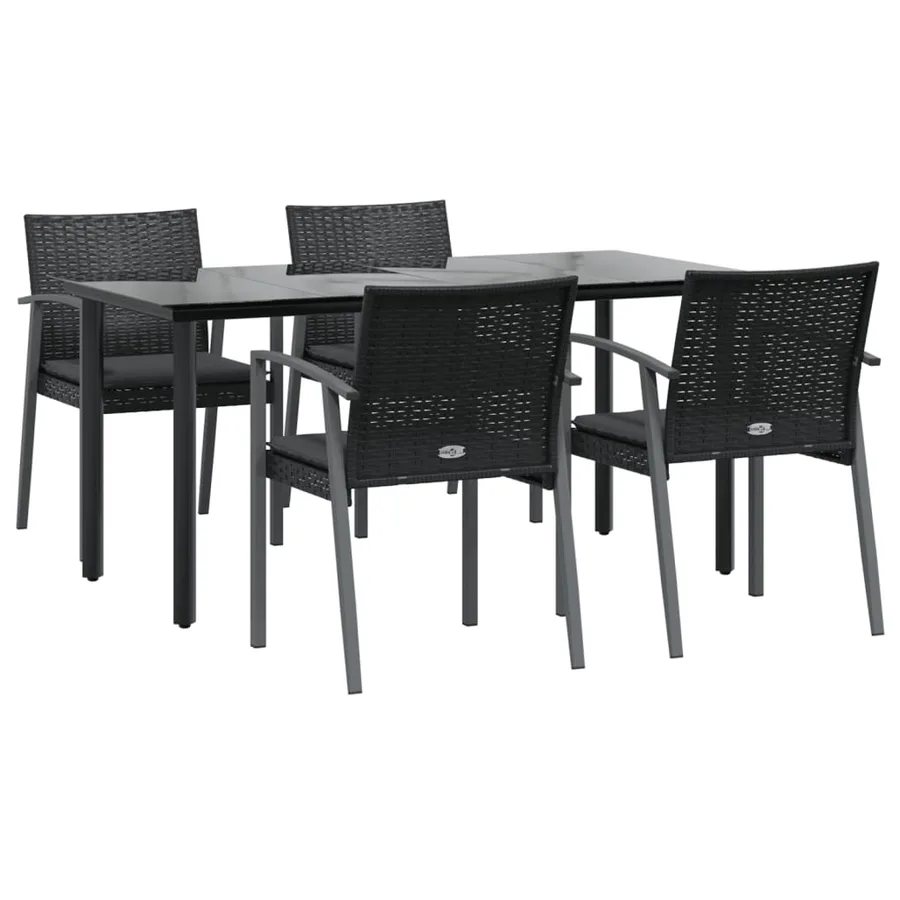 Ensemble à manger de jardin 5 pcs coussins résine tressée acier - 3