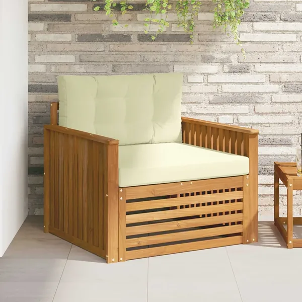 Canapé d’extérieur Bois d'acacia massif et polyester