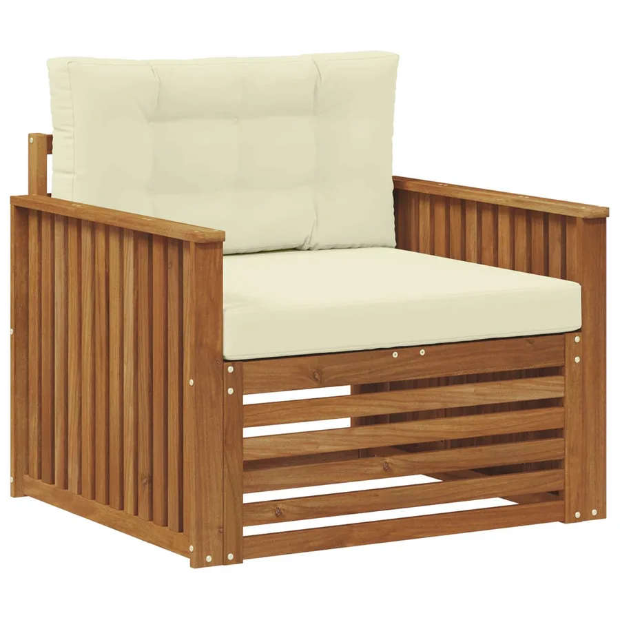 Canapé d’extérieur Bois d'acacia massif et polyester - 2
