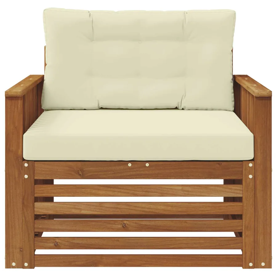 Canapé d’extérieur Bois d'acacia massif et polyester - 3