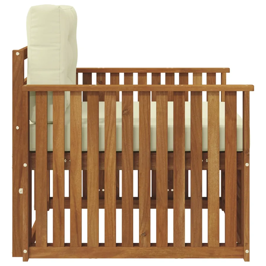 Canapé d’extérieur Bois d'acacia massif et polyester - 4