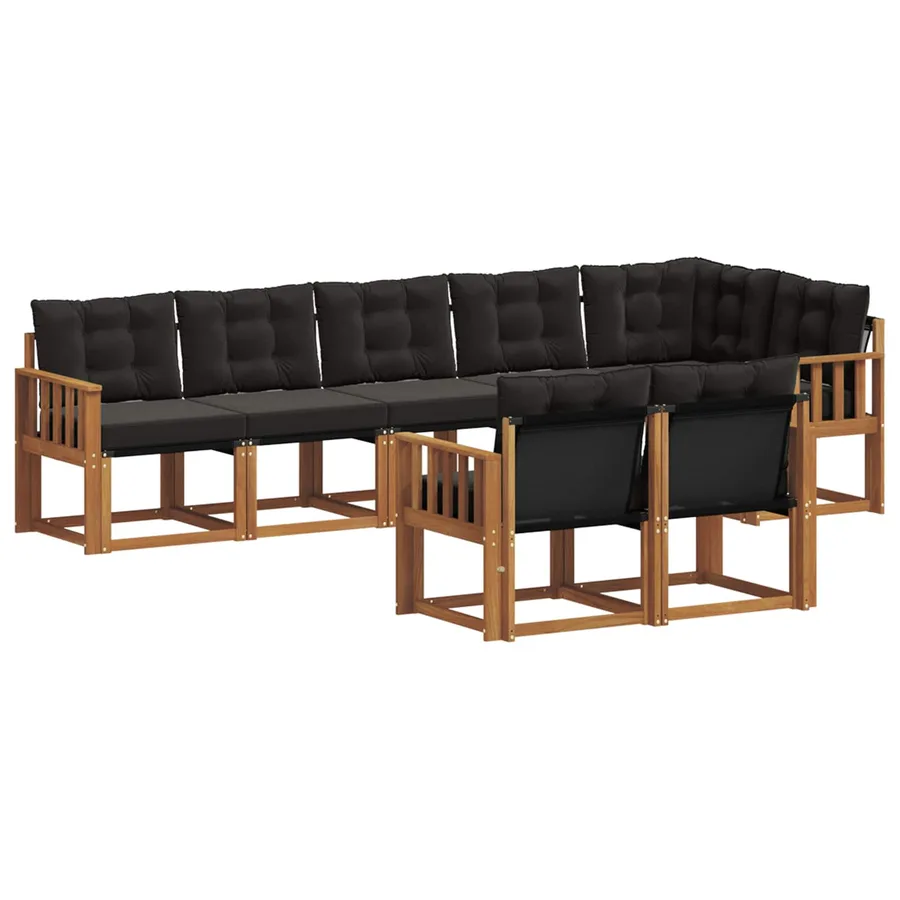 Ensemble de canapés d'extérieur 8 pcs Naturel et Noir - 2