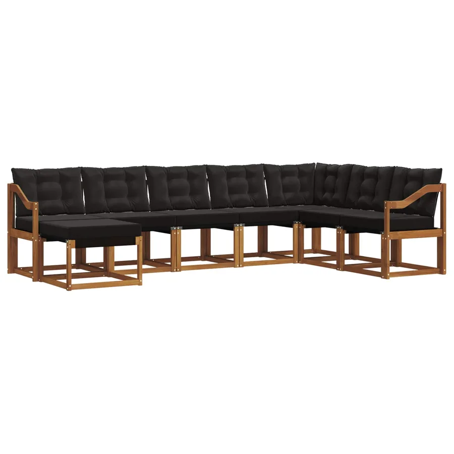 Ensemble de canapés d'extérieur 8 pcs Naturel et Noir - 2