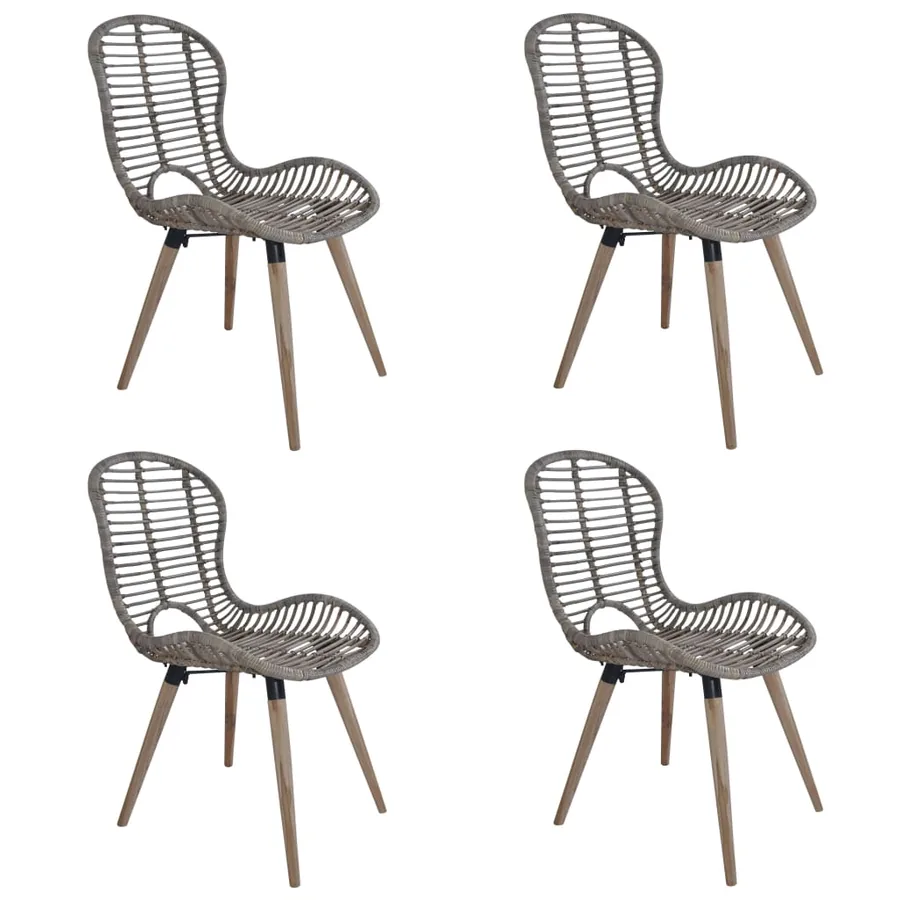Chaises à manger lot de 4 marron rotin naturel