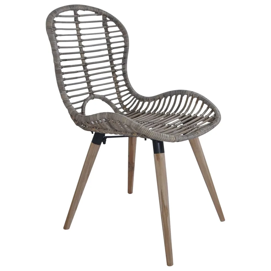 Chaises à manger lot de 4 marron rotin naturel - 3