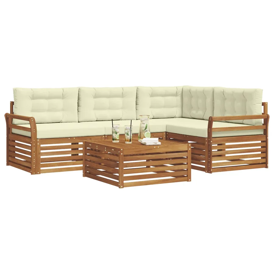 Ensemble de canapés d'extérieur 5 pcs Naturel et Crème - 3